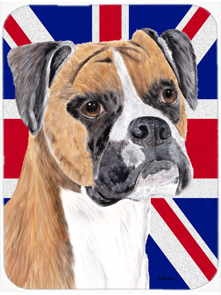 Boxer With English Union Jack British Flag Glass Cutting Board - Large