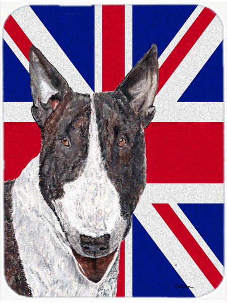 Bull Terrier With Engish Union Jack British Flag Glass Cutting Board - Large