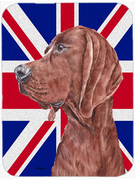 Redbone Coonhound With English Union Jack British Flag Glass Cutting Board - Large