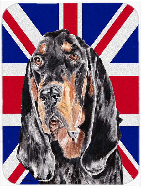 7.75 x 9.25 In. Black And Tan Coonhound With Engish Union Jack British Flag Mouse Pad, Hot Pad Or Trivet