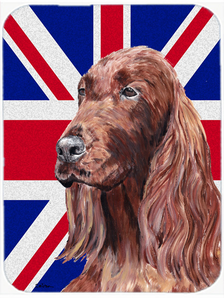 SC9870MP 7.75 x 9.25 In. Irish Setter With Engish Union Jack British Flag Mouse Pad- Hot Pad Or Trivet
