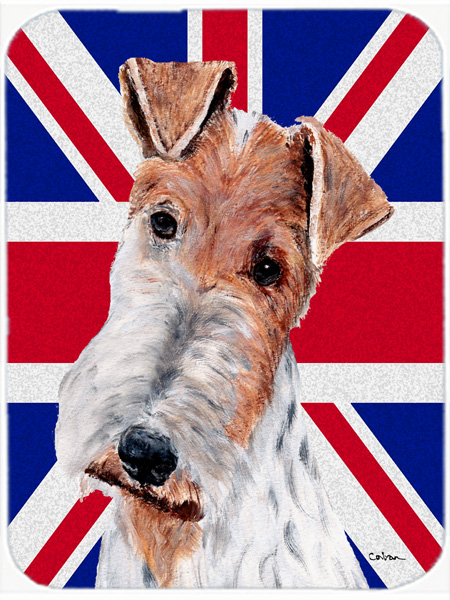7.75 x 9.25 In. Wire Fox Terrier With English Union Jack British Flag Mouse Pad, Hot Pad Or Trivet