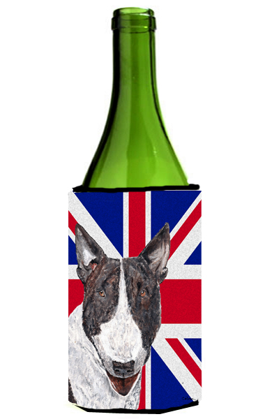 Bull Terrier With Engish Union Jack British Flag Wine bottle sleeve Hugger - 24 Oz.