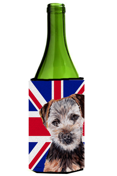Picture of Carolines Treasures SC9876LITERK Norfolk Terrier Puppy With English Union Jack British Flag Wine bottle sleeve Hugger - 24 Oz.