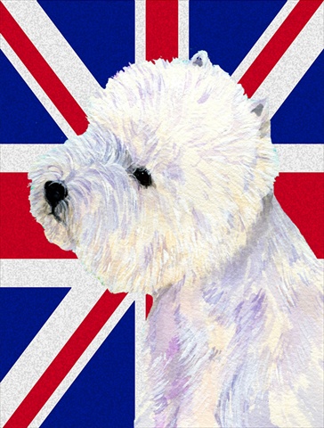 Westie With English Union Jack British Flag Flag Canvas House Size