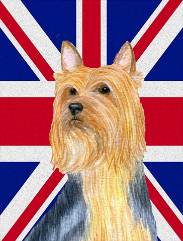 Silky Terrier With English Union Jack British Flag Flag Canvas House Size