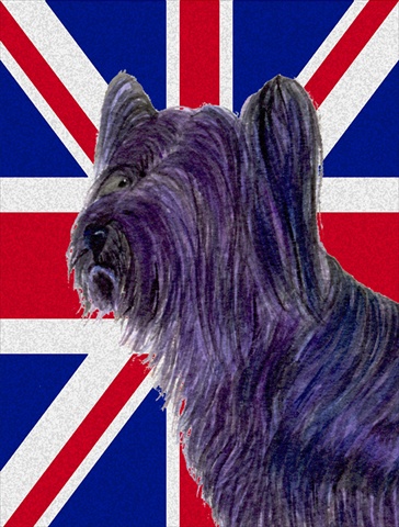 Skye Terrier With English Union Jack British Flag Flag Garden Size