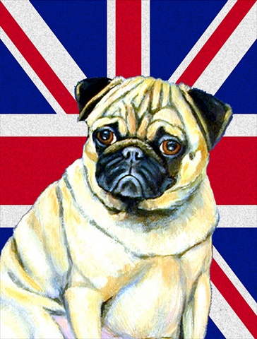 Pug With English Union Jack British Flag Flag Garden Size