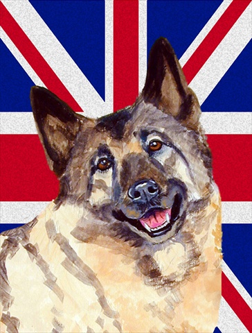 Norwegian Elkhound With English Union Jack British Flag Flag Garden Size