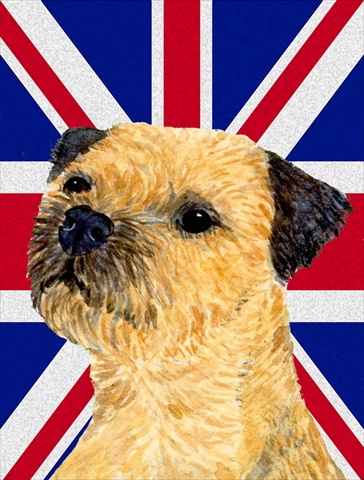Border Terrier With English Union Jack British Flag Flag Canvas House Size