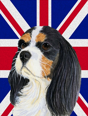 Cavalier Spaniel With English Union Jack British Flag Flag Canvas House Size