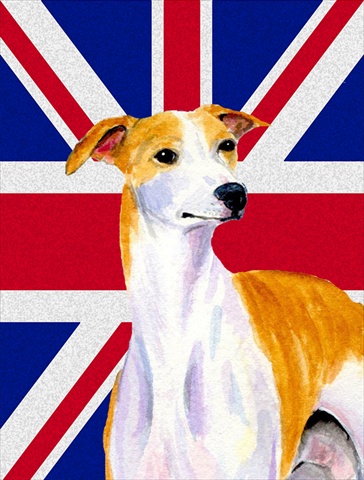Whippet With English Union Jack British Flag Flag Canvas House Size