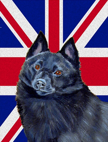 Schipperke With English Union Jack British Flag Flag Canvas House Size