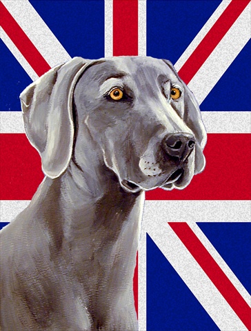 Weimaraner With English Union Jack British Flag Flag Canvas House Size