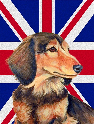 Dachshund With English Union Jack British Flag Flag Canvas House Size