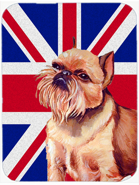 Brussels Griffon With English Union Jack British Flag Glass Cutting Board - Large