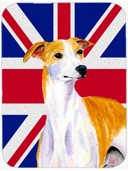 Whippet With English Union Jack British Flag Glass Cutting Board - Large