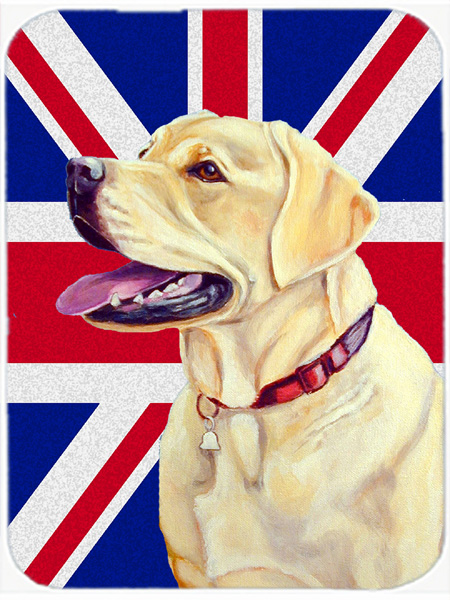 Labrador With English Union Jack British Flag Glass Cutting Board - Large