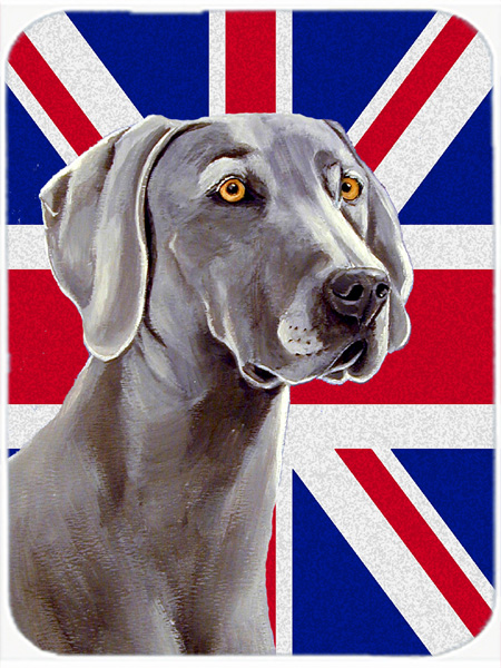 Weimaraner With English Union Jack British Flag Glass Cutting Board - Large
