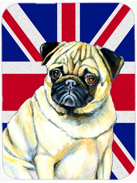 Pug With English Union Jack British Flag Glass Cutting Board - Large