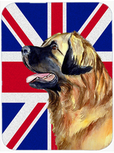 Leonberger With English Union Jack British Flag Glass Cutting Board - Large