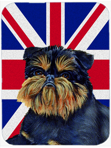 Brussels Griffon With English Union Jack British Flag Glass Cutting Board - Large