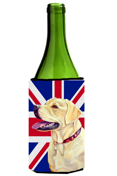 Labrador With English Union Jack British Flag Wine bottle sleeve Hugger - 24 Oz.