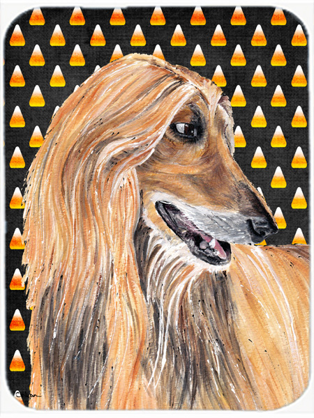 Afghan Hound Candy Corn Halloween Glass Cutting Board - Large