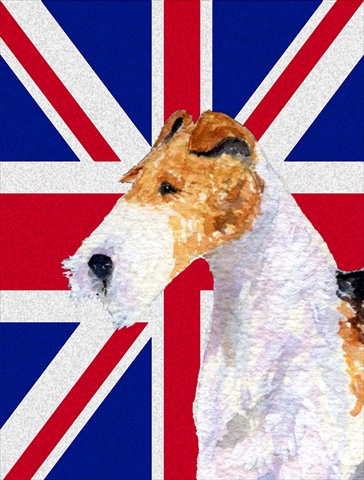 Fox Terrier With English Union Jack British Flag Flag Garden Size