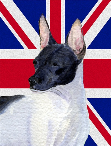 Rat Terrier With English Union Jack British Flag Flag Garden Size