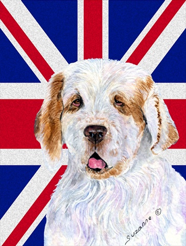 Clumber Spaniel With English Union Jack British Flag Flag Garden Size
