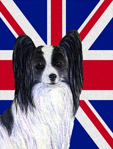 Papillon With English Union Jack British Flag Flag Garden Size