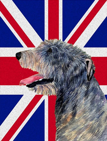 Irish Wolfhound With English Union Jack British Flag Flag Garden Size