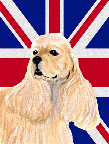 Cocker Spaniel Buff With English Union Jack British Flag Flag Garden Size