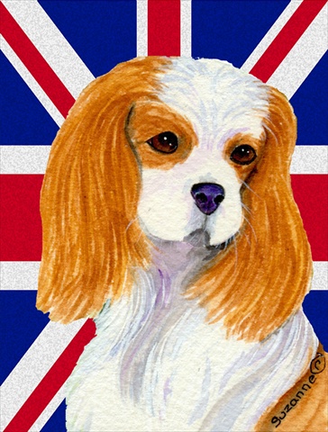 Cavalier Spaniel With English Union Jack British Flag Flag Garden Size