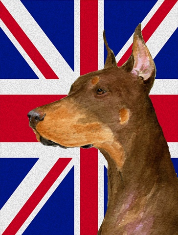 Picture of Carolines Treasures SS4910CHF Doberman With English Union Jack British Flag Flag Canvas House Size
