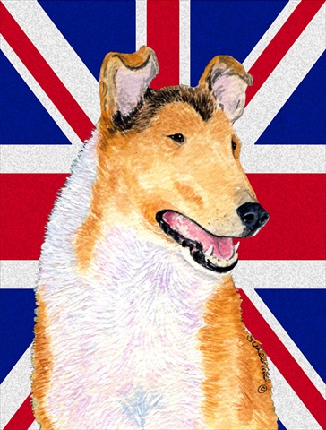 Picture of Carolines Treasures SS4912CHF Collie Smooth With English Union Jack British Flag Flag Canvas House Size