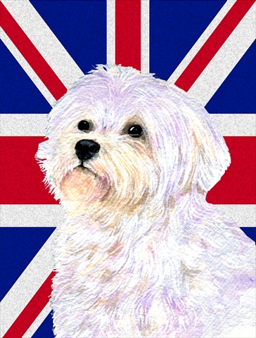 Picture of Carolines Treasures SS4923CHF Maltese With English Union Jack British Flag Flag Canvas House Size