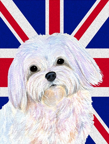Picture of Carolines Treasures SS4924CHF Maltese With English Union Jack British Flag Flag Canvas House Size