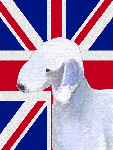 Picture of Carolines Treasures SS4925CHF Bedlington Terrier With English Union Jack British Flag Flag Canvas House Size