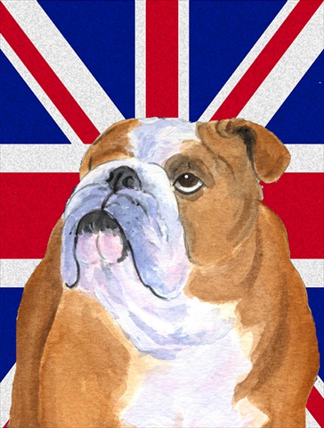 Picture of Carolines Treasures SS4933CHF English Bulldog With English Union Jack British Flag Flag Canvas House Size