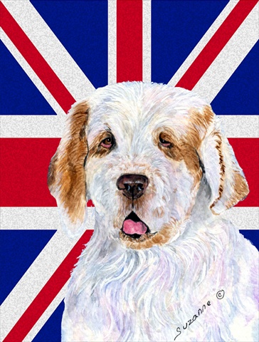 Picture of Carolines Treasures SS4942CHF Clumber Spaniel With English Union Jack British Flag Flag Canvas House Size