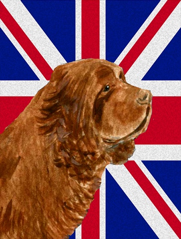 Picture of Carolines Treasures SS4952CHF Sussex Spaniel With English Union Jack British Flag Flag Canvas House Size