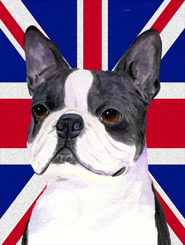 Picture of Carolines Treasures SS4958CHF Boston Terrier With English Union Jack British Flag Flag Canvas House Size