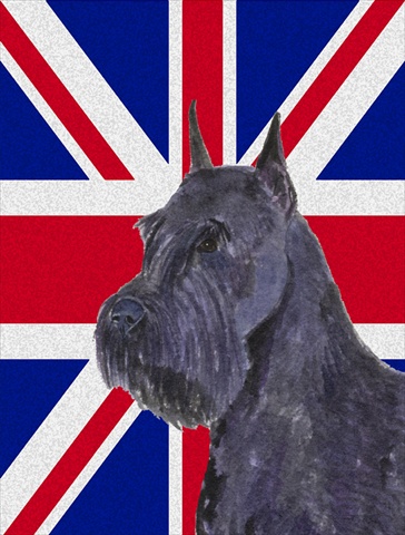 Schnauzer With English Union Jack British Flag Flag Canvas House Size