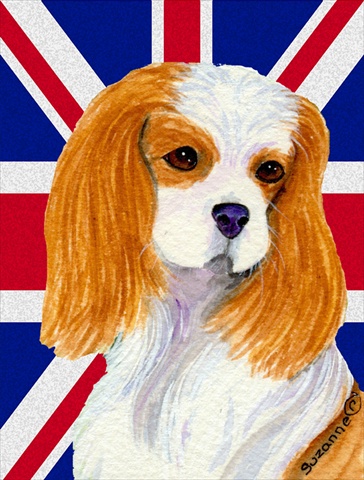 Picture of Carolines Treasures SS4969CHF Cavalier Spaniel With English Union Jack British Flag Flag Canvas House Size