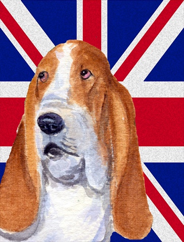 Picture of Carolines Treasures SS4970CHF Basset Hound With English Union Jack British Flag Flag Canvas House Size