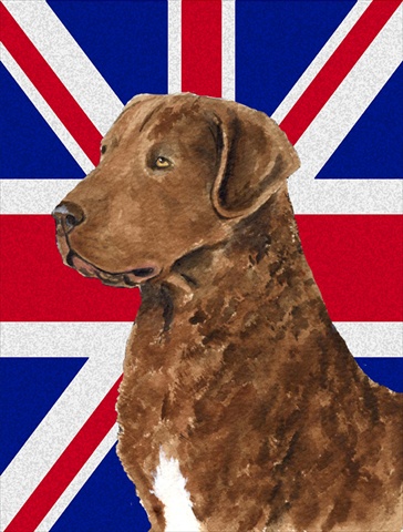 Picture of Carolines Treasures SS4973CHF Curly Coated Retriever With English Union Jack British Flag Flag Canvas House Size