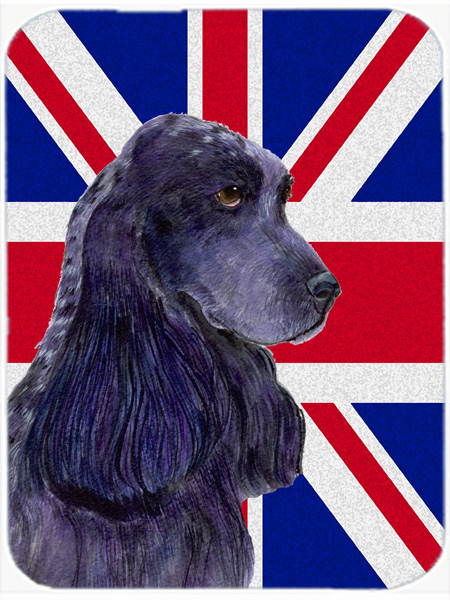 Cocker Spaniel With English Union Jack British Flag Glass Cutting Board - Large