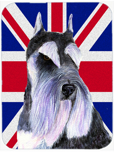 Schnauzer With English Union Jack British Flag Glass Cutting Board - Large